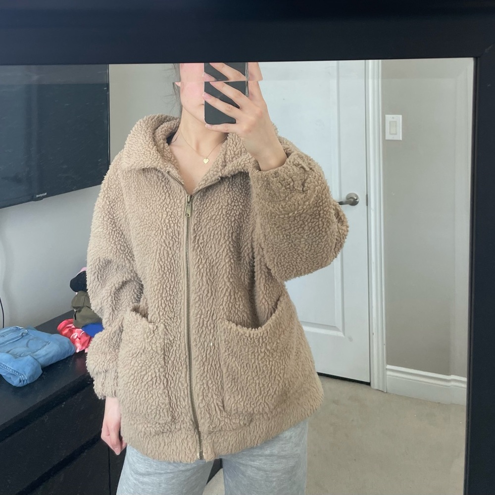 Beige Sherpa fluffy coat